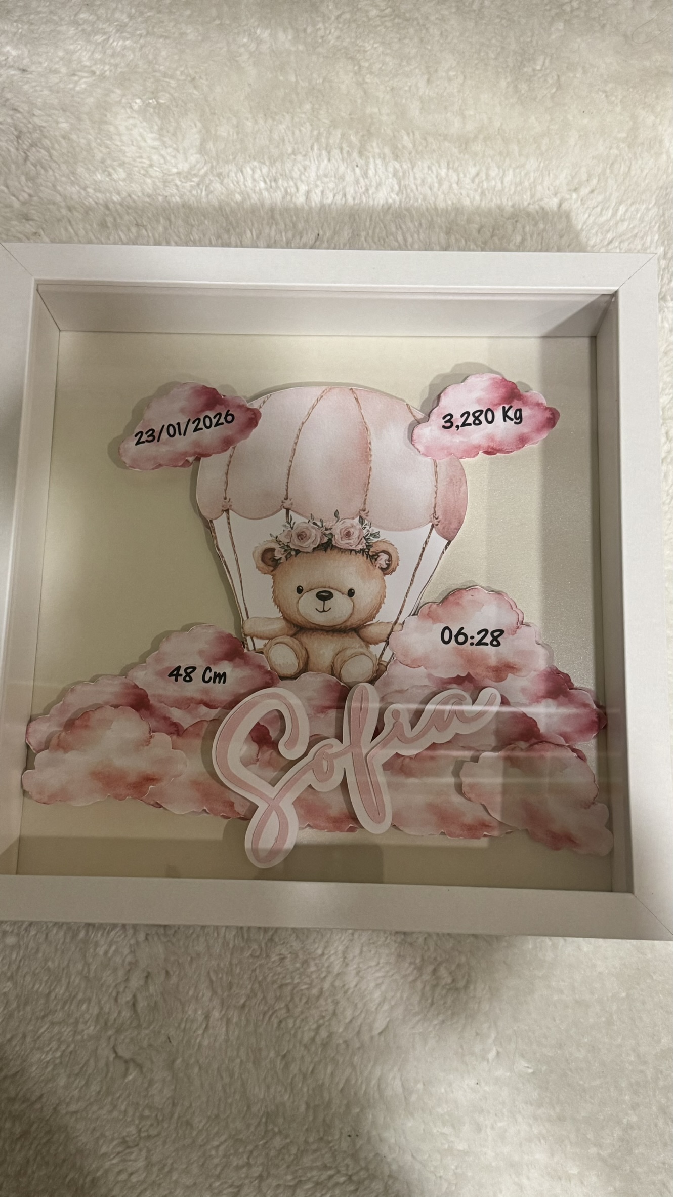 Shadow Box Nascita Bimba Personalizzata con Nome