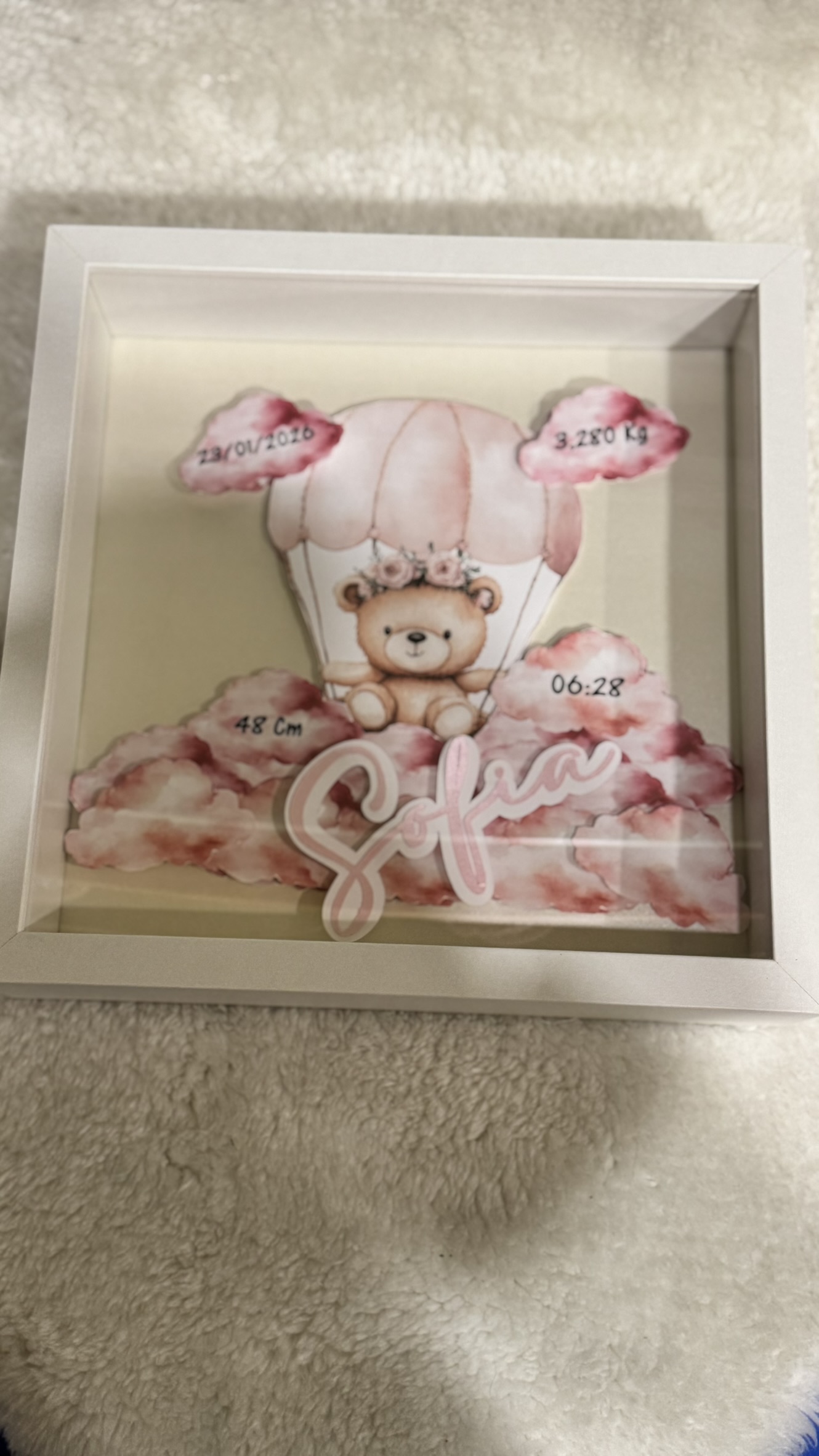 Shadow Box Nascita Bimba Personalizzata con Nome - immagine 2